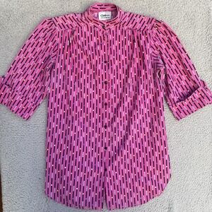 Vintage 1980s California Connection Woman Shirt Size M Pink Geometric Disco USA